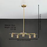 Retro 6-Light Brass Sputnik Chandelier – Vintage Ceiling Fixture with Wide Disc Shades - 32188