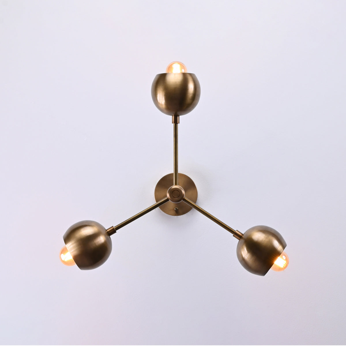 Modern 3-Light Brass Globe Chandelier – Artistic Ceiling Fixture with Sculptural Bowl Shades - 32194