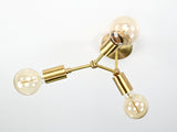 Warm Glow 3-Light Brass Ceiling Fixture – Minimalist Modern Design with Edison Bulbs - 32196