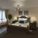 Modern 3-Light Black & Brass Chandelier – Mid-Century Ceiling Fixture with Globe Bulbs - 32209