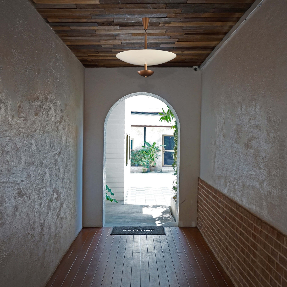 Mid-Century Saucer Pendant Light – Brass & Opal Acrylic UFO-Inspired Ceiling Fixture - 32218