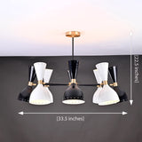Modern 10-Light Black & White Chandelier – Dual Cone Sputnik Fixture with Brass Accents - 32221