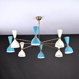 Mid-Century Modern Diabolo Chandelier – 8 Arms | 16 Lights | Customizable Colors & Finishes - 32226