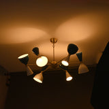 Mid-Century Modern Diabolo Style Chandelier – 6 Arms, 12 Lights | Custom Finish & Size | Dual Light Direction - 32227