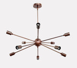Warm Brass Bare Bulb Sputnik Chandelier – Industrial Mid-Century Modern Ceiling Pendant Light - 32140