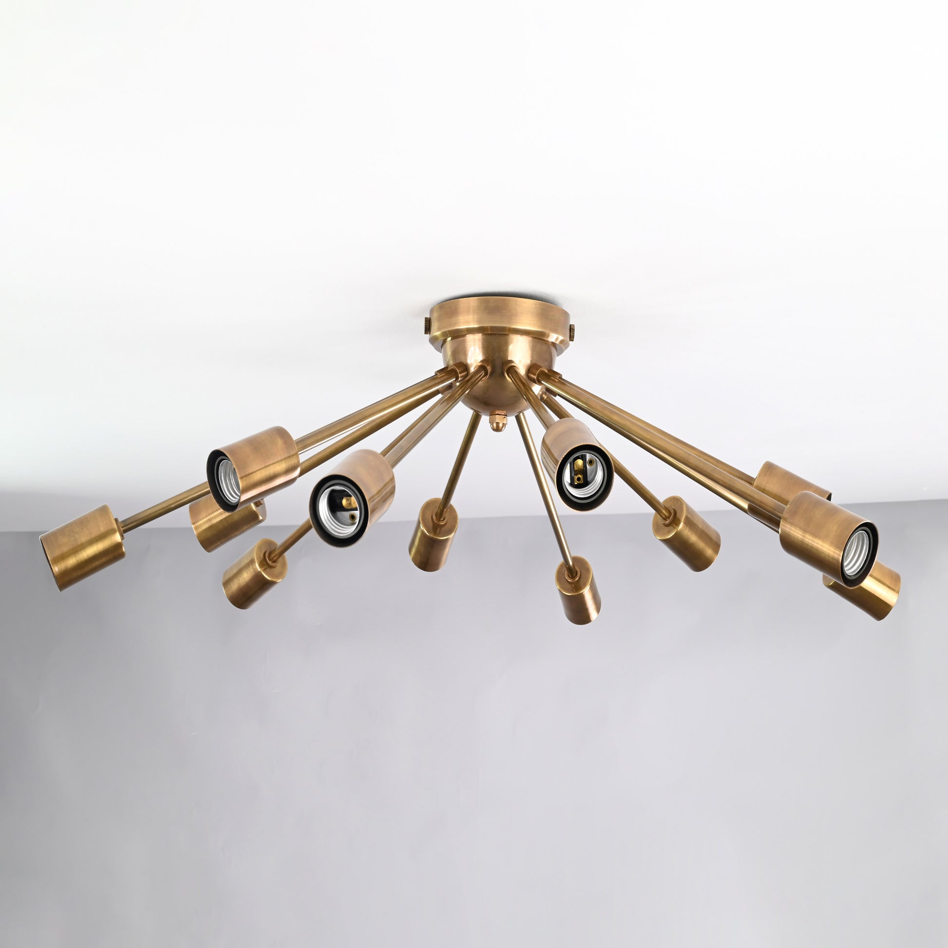 12 Arms Brass Sputnik Chandelier 30" Wide - 32152