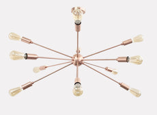 Sputnik Chandelier Shinny Copper Finish, Hanging Ceiling Lamp, Mid Century Style Chandelier Made of Full Brass 12 Lights/arms