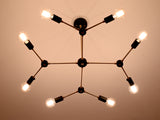 Modern 12-Light Black & Brass Geometric Chandelier – Art-Deco Inspired Ceiling Fixture - 32168