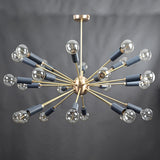 Vintage 12-Light Brass Sputnik Chandelier – Retro Ceiling Fixture with Exposed Filament Bulbs - 32160