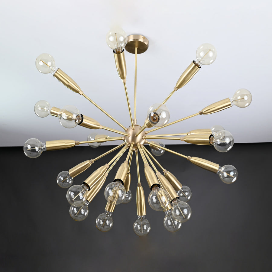 Deluxe 18-Light Copper Sputnik Chandelier – Retro Modern Ceiling Pendant with Edison Bulbs - 32155