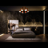 Modern 10-Light Chandelier – Brass Fixture with Coral & White Dual Cone Shades - 32220