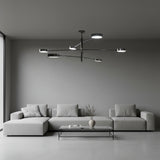 6-light 3-arm LED chandelier with wide balanced layout, central vertical stem, and bright downward illumination