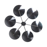 Top view of 6 Light Blackened Brass Bowl Chandelier showcasing radial bowl-shaped shades in brushed black brass finish – handmade modern lighting design