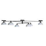Horizontal 6-Light Black and Brass Ceiling Chandelier with Dome Shades | Contemporary Brass Lighting