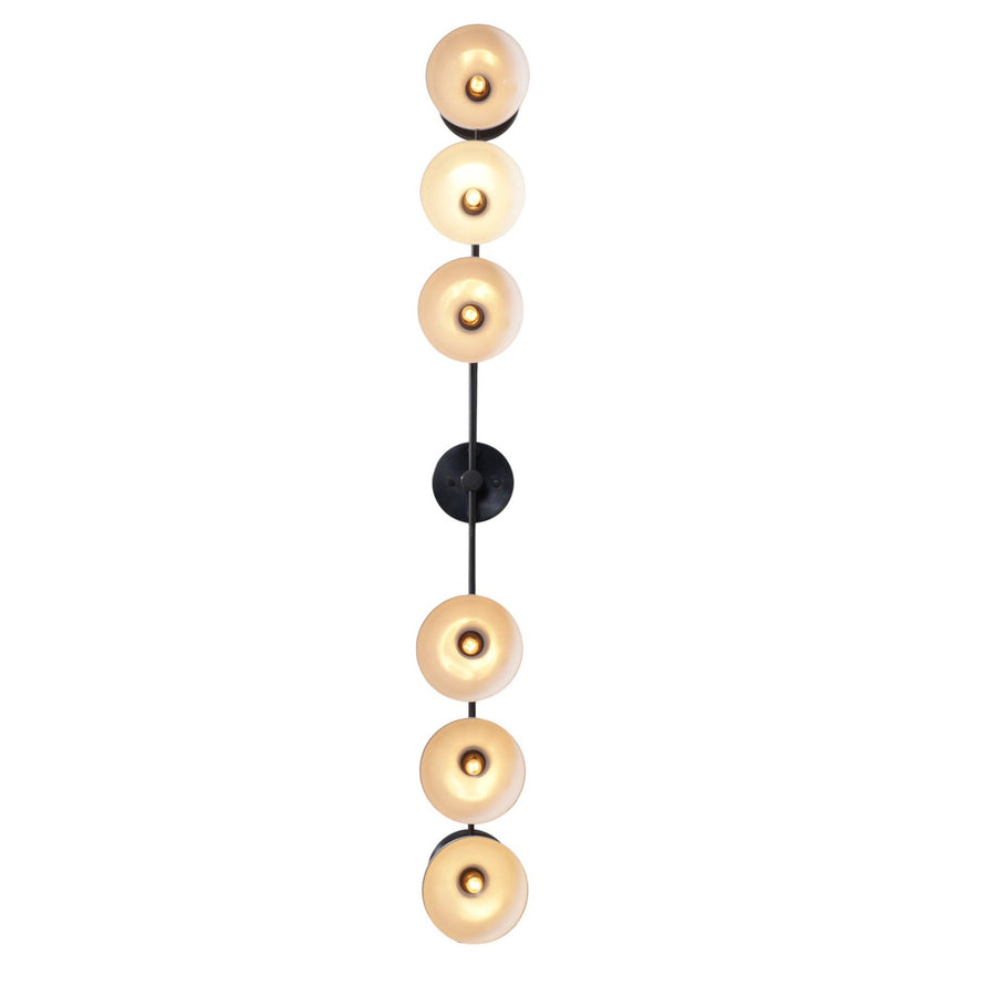 6-Light Vertical Black and Brass Wall Chandelier | Modern Geometric Lighting Fixture by Brass Leaf Studio
