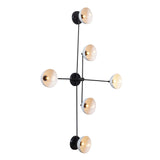 Modern 6-Light Wall Chandelier in Black and Brass | Handmade Mid-Century Fixture