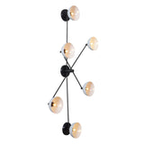 6-Light Vertical Black and Brass Wall Chandelier | Modern Geometric Lighting Fixture by Brass Leaf Studio