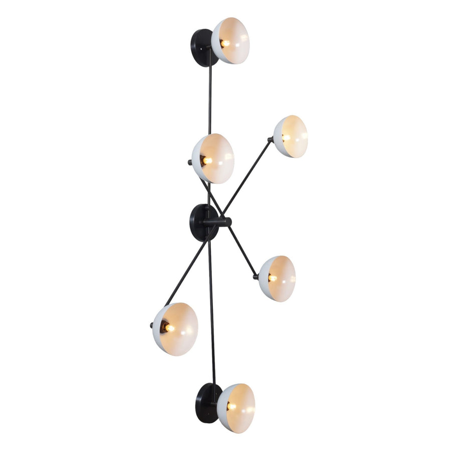 6-Light Vertical Black and Brass Wall Chandelier | Modern Geometric Lighting Fixture by Brass Leaf Studio