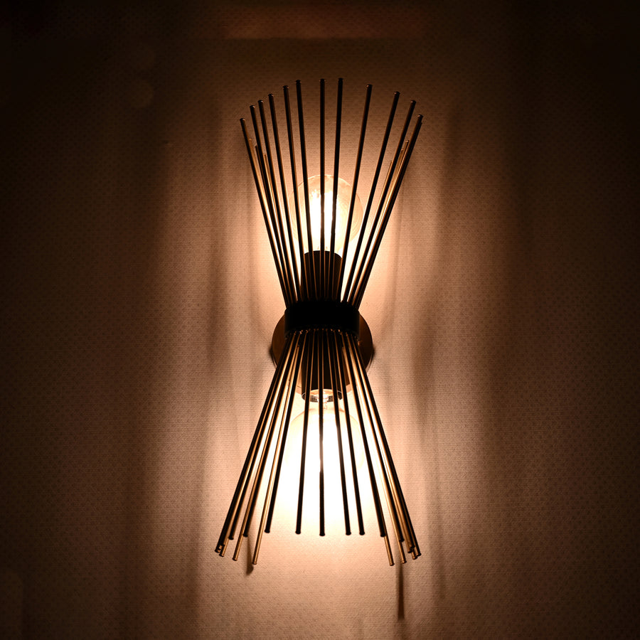 Mid-Century Modern Starburst Brass Wall Sconce | 18" Customizable Handcrafted Light Fixture - 32576