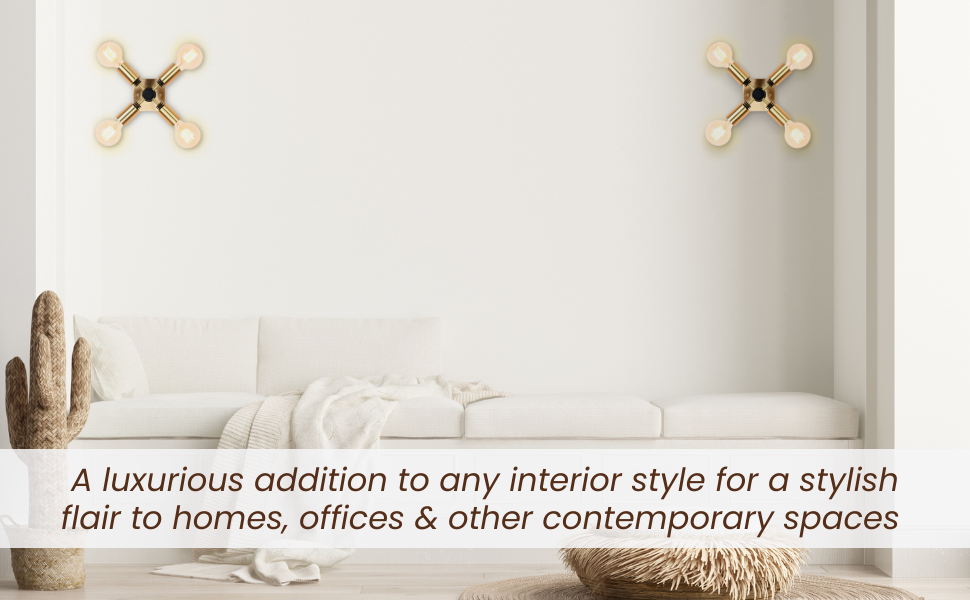 Customizable Mid-Century Modern Brass Wall Sconce | Geometric 4-Light Fixture for Bold Interiors - 32509