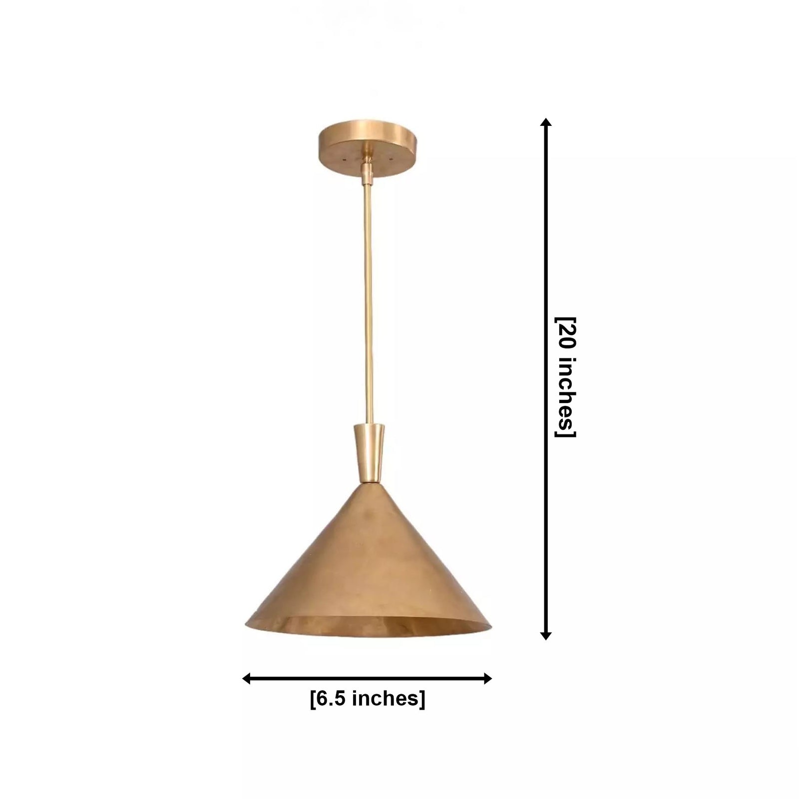 Size guide for Milan Tapered Cone Pendant Light – 1 Light – 20 Inch – Model 62018