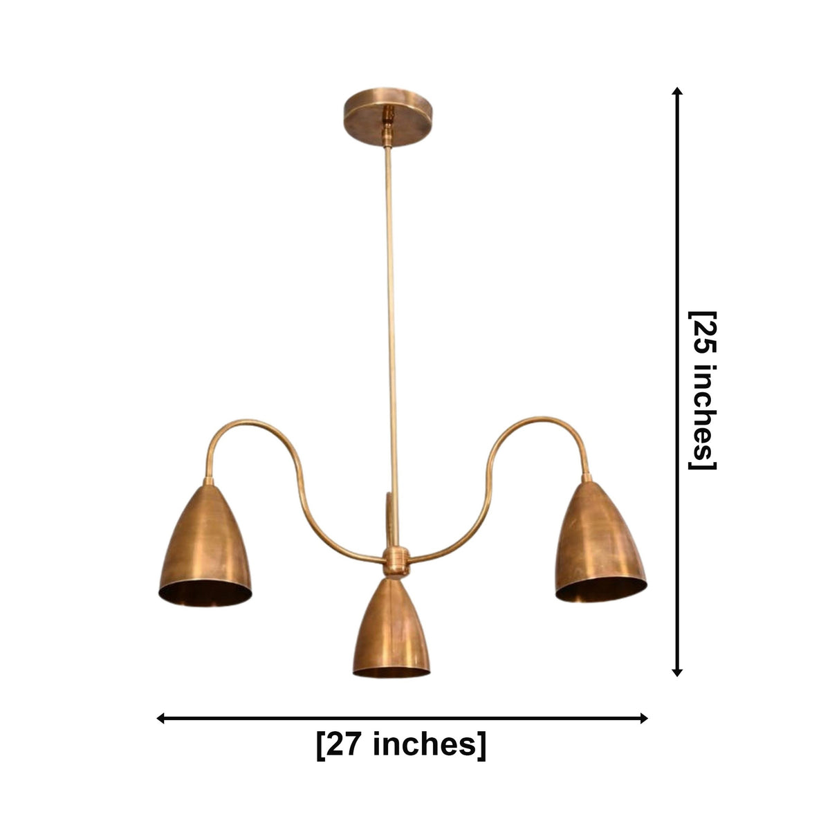 Marbella Cone Arm Chandelier – 3 Light – 27 Inch – Model 62076