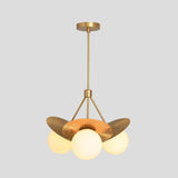 Elegant Brass Disc Chandelier with 3 Globe Lights – Handmade Pendant by Brass Leaf Studio 62407
