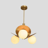 Elegant Brass Disc Chandelier with 3 Globe Lights – Handmade Pendant by Brass Leaf Studio 62407