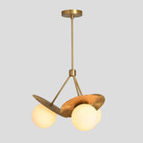 Elegant Brass Disc Chandelier with 3 Globe Lights – Handmade Pendant by Brass Leaf Studio 62407