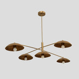 Modern Brass Fluted Shade Chandelier – Handmade 5-Light Pendant by Brass Leaf Studio 62408