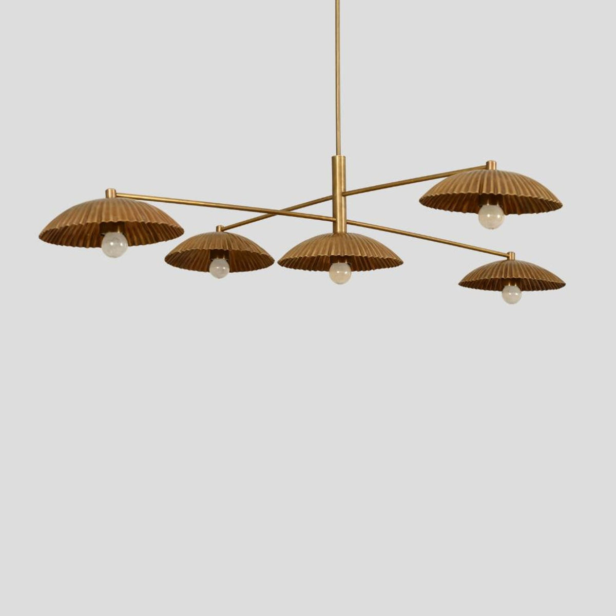 Modern Brass Fluted Shade Chandelier – Handmade 5-Light Pendant by Brass Leaf Studio 62408