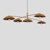 Modern Brass Fluted Shade Chandelier – Handmade 5-Light Pendant by Brass Leaf Studio 62408