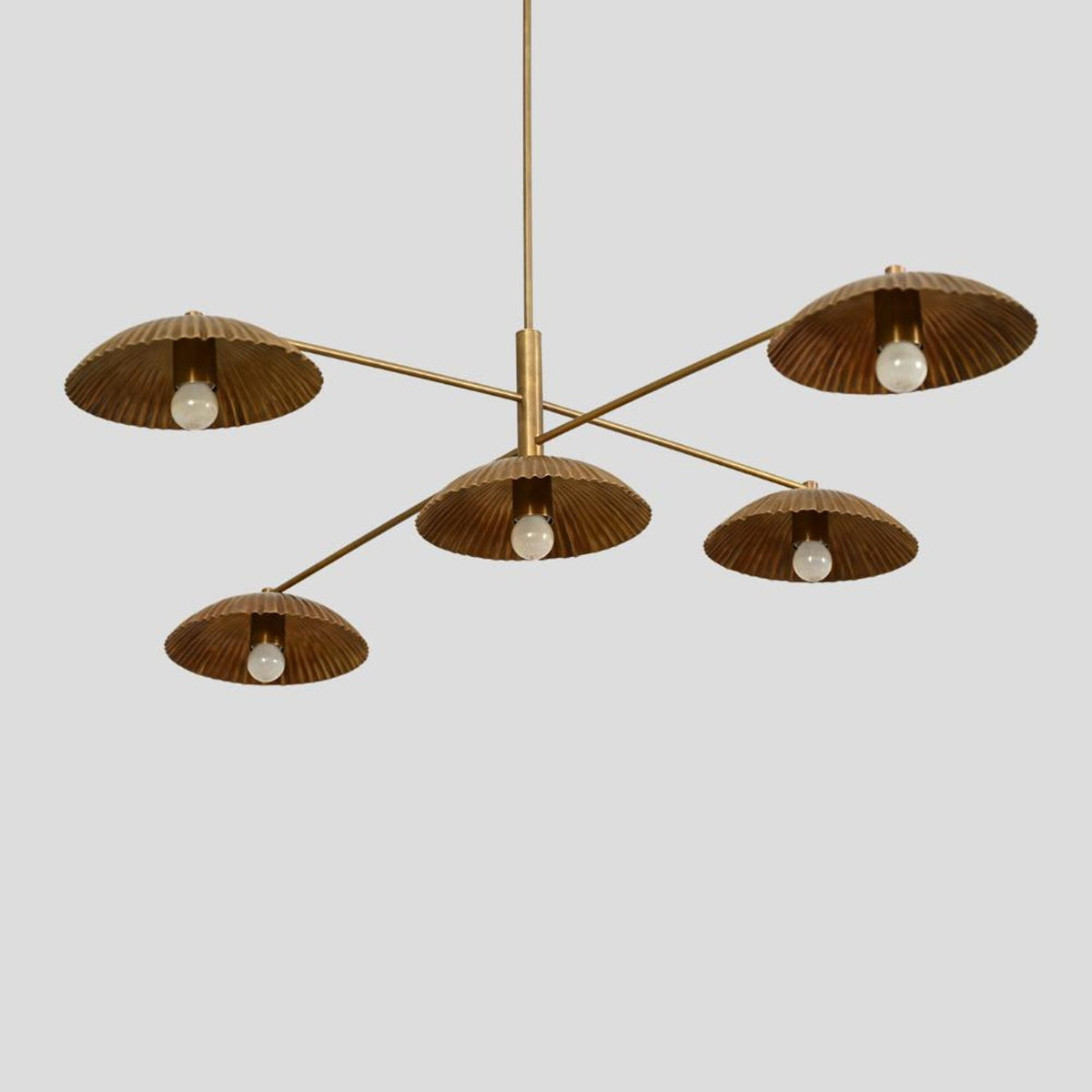 Modern Brass Fluted Shade Chandelier – Handmade 5-Light Pendant by Brass Leaf Studio 62408