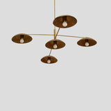 Modern Brass Fluted Shade Chandelier – Handmade 5-Light Pendant by Brass Leaf Studio 62408