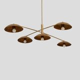 Modern Brass Fluted Shade Chandelier – Handmade 5-Light Pendant by Brass Leaf Studio 62408