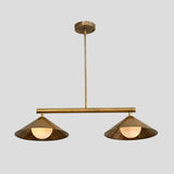 Modern Brass Pendant Chandelier – 2-Light Cone Shade Customizable Hanging Light by Brass Leaf Studio 62427