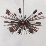 Modern Sputnik Chandelier Light | Customizable Brass Pendant Lamp | Mid Century Modern Ceiling Light Fixture | Industrial Statement Lighting - 32122