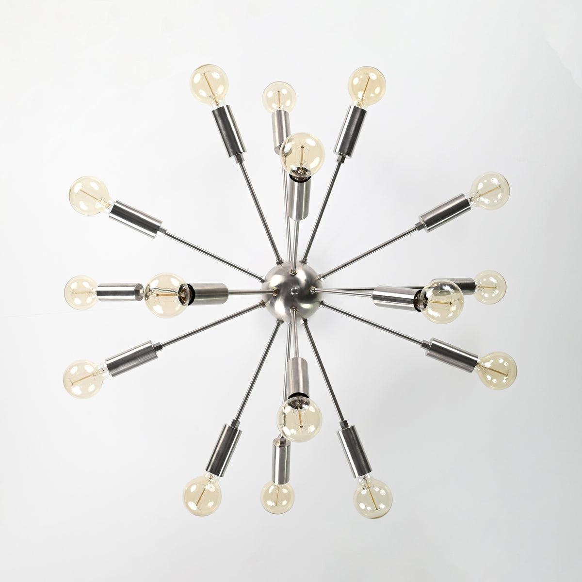 Modern 10-Light Gold Sputnik Chandelier – Mid-Century Ceiling Fixture with Clear Glass Globes - 32156