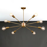 Vintage 8-Light Aged Brass Sputnik Chandelier – Industrial Ceiling Light Fixture - 32161