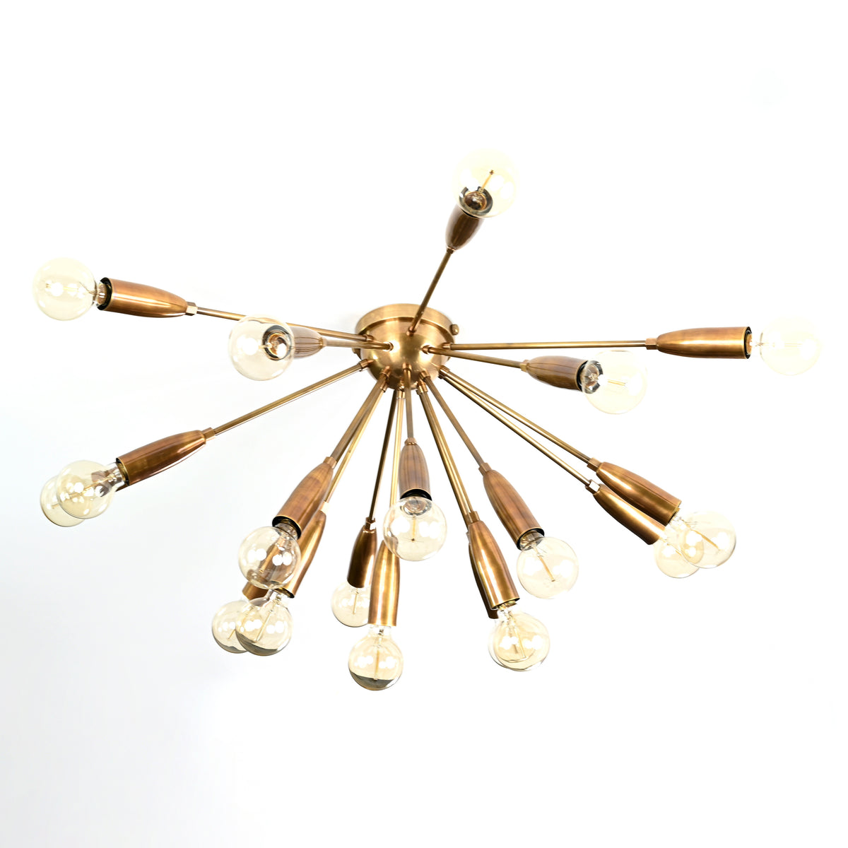 Lux 16-Light Brass Sputnik Chandelier – Mid-Century Modern Starburst Ceiling Fixture - 32165