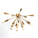 Lux 16-Light Brass Sputnik Chandelier – Mid-Century Modern Starburst Ceiling Fixture - 32165