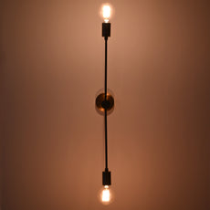 Sleek 2-Light Brass Linear Chandelier – Contemporary Minimal Ceiling Fixture with Symmetry - 32170
