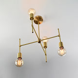 Elegant 6-Light Brass Sputnik Chandelier – Asymmetrical Modern Fixture with Edison Globe Bulbs - 32182