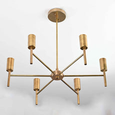 Elegant 8-Light Brass Sputnik Chandelier – Mid-Century Ceiling Fixture with Globe Edison Bulbs - 32185