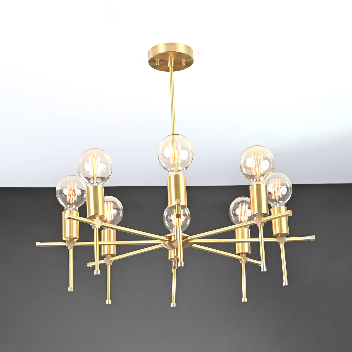 Luxury 10-Light Gold Sputnik Chandelier – Glam Ceiling Fixture with Radiant Globe Bulbs - 32186
