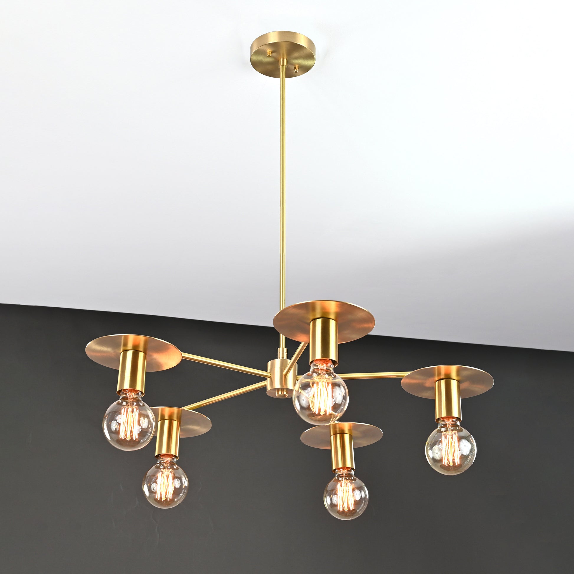 5 Arms Brass Pendant Light 25" Wide - 32188