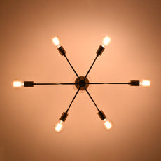 Elegant 6-Light Brass Sputnik Chandelier – Slim Mid-Century Ceiling Fixture with Edison Bulbs - 32191