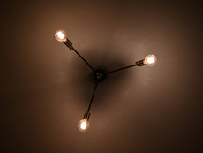 Contemporary 3-Light Black & Brass Y-Arm Chandelier – Adjustable Ceiling Fixture with Globe Bulbs - 32195