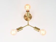 Warm Glow 3-Light Brass Ceiling Fixture – Minimalist Modern Design with Edison Bulbs - 32196