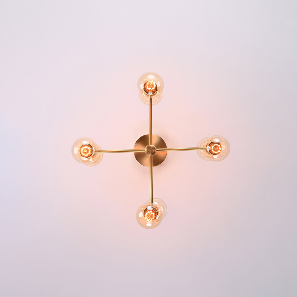 Modern 6-Light All-Brass Chandelier – Cylindrical Socket Sputnik Ceiling Fixture - 32204